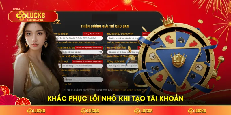 Khắc phục lỗi nhỏ khi tạo tài khoản
